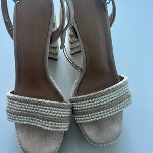 Steve Madden Women's Beige Strappy Sandals LUMARA NATURAL RAFFIA